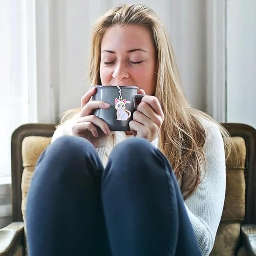 LUHEVIDIA 2PCS infuseur thé, boule a the en acier inoxydable en forme de cœur + pendentif animal mignon, boule a the infuseu rend la dégustation du thé amusante(Chat noir + chat blanc) - Nail Gallerys