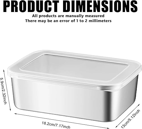 Asfrode Lot de 6 boîtes de conservation empilables en acier inoxydable avec couvercle - 1100 ml - Pour fromage, fruits, salades, bonbons, confitures, four, congélateur - Nail Gallerys