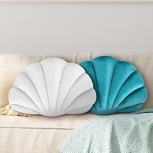 OUKEYI Coussin décoratif en forme de coquillage pour canapé, lit, chaise, salon, chambre à coucher, bureau, coussin de sol (33 x 25,4 cm) (blanc) - Nail Gallerys