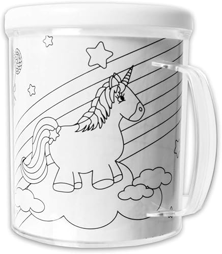 TE-Trend 4 Pièce Licorne Coloriage Motif Gobelets en Plastique Gobelet Enfants Tasse d'enfants Gobelets en Plastique Mug Enfants Transparent - Nail Gallerys