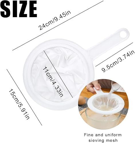 BHIPKOTTamis à Filtre, Tamis en Nylon avec poignée, 200 Mesh Filtre Entonnoir ultrafin avec Rebord et poignée Confortable et antidérapante pour jus, Lait, café - Nail Gallerys