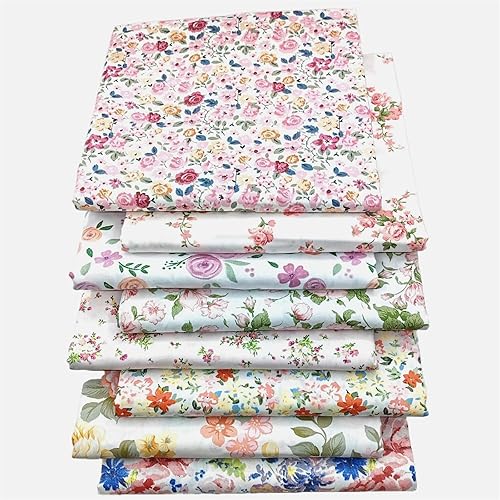 Morbuy Tissu Couture, Série Imprimé Rose Tissus DIY 8 Pièces Coton Tissu Patchwork Bricolage Textile Couture de Matelassage Textiles Imprimé pour Fait Main Scrapbooking Artisanat (Rose,40x50cm) - Nail Gallerys