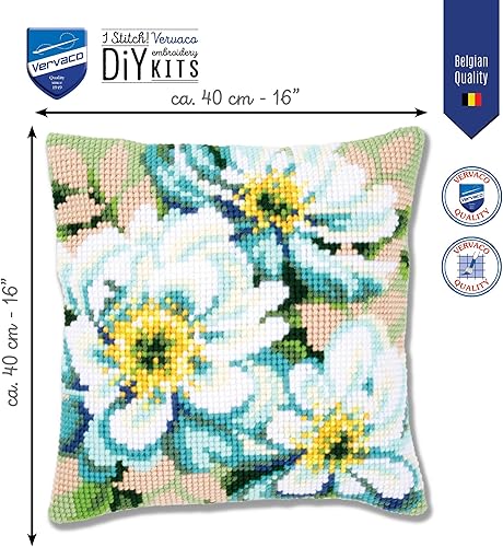 Vervaco, Kit Coussin Point De Croix, Anémones Japonaises II, Multi-Couleurs - Nail Gallerys