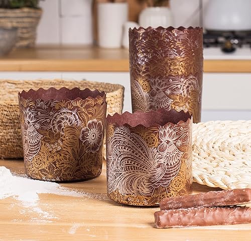 Lot de 25 moules à pain de Pâques de 227 g | Moule à pain de Pâques – Moule à papier à panettone – Moule à papier Kulich – Motif oiseau doré marron 9,9 x 8,5 cm (l x H) - Nail Gallerys