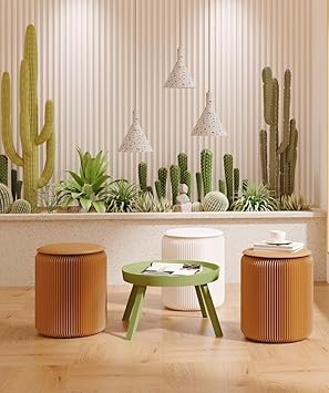 Tabouret accordéon portable pliable en papier kraft multifonction pour la maison - Design tendance - Idéal pour l'école, le salon, la salle à manger (marron) - Nail Gallerys