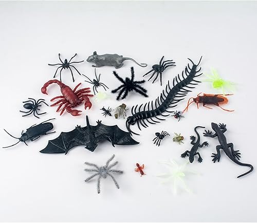 AYNKH 54Pcs Halloween Insectes en Plastique, Jouets Farceurs, Araignées en Plastique, Fausses Araignées, Faux Chauves-Souris, Mille-Pattes, Cafards, Rats, pour les Décorations d'Halloween - Nail Gallerys