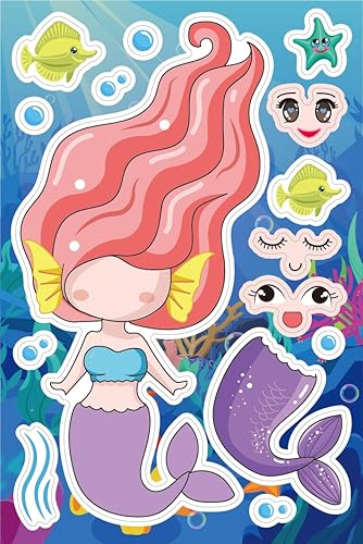 Autocollant sirène, autocollant visage de sirène, autocollants pour enfants, autocollants de visage, autocollants sirène pour enfants, autocollants de visage amusants pour fête d'enfants - Nail Gallerys