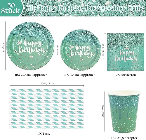 Vaisselle de fête dorée verte, 50 pièces diamants, 23 cm/18 cm, assiettes en carton, tasses, serviettes, pailles, vaisselle de fête d'anniversaire pour anniversaire, fête de mariage, décoration de - Nail Gallerys