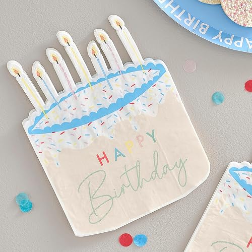 Ginger Ray MA-403 Serviettes en papier en forme de gâteau Happy Birthday - Nail Gallerys