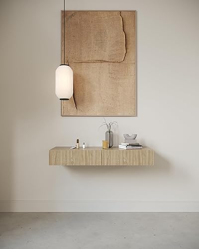 Selsey Coiffeuse Suspendue 110 x 17 cm avec 2 Tiroirs Table De Maquillage Coin Beauté Chêne Huilé Nolie - Nail Gallerys