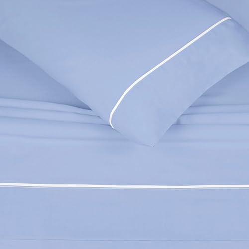 Burrito Blanco Underzy Parure de lit 3 pièces en mélange de Coton pour lit Double de 160 cm (Drap Plat, taie d'oreiller et Drap Housse) Bleu Ciel 241 cm (160 x 190/200 cm) - Nail Gallerys
