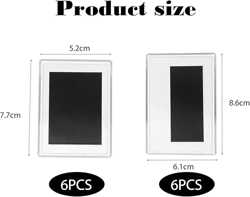 Hinapan Lot de 12 petits cadres photo magnétiques pour photos, vierges, aimants de réfrigérateur, en acrylique, transparents, 7,7 x 5,2 cm et 8,6 x 6,1 cm - Nail Gallerys