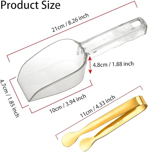 Lot de 3 pinces à glace dorées et 2 cuillères à mesurer en plastique, pinces de service pour aliments pour café, bar, cuisine, mariage, fête d'anniversaire - Nail Gallerys