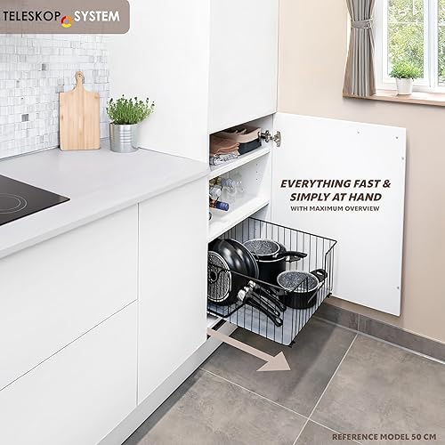 bremermann Tiroir télescopique de 40 cm de Large avec étagère, tiroir de Cuisine (Blanc) - Nail Gallerys