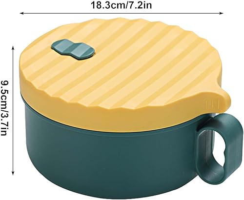 Disnace Bol à Soupe avec Couvercle et Poignée, 1200ml Bol Ramen Japonais et Doublure en Acier Inoxydable de Qualité Alimentaire, Bols à Nouilles Instantanées allant au lave-vaisselle (Vert Jaune) - Nail Gallerys