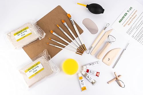 Maverick Toys Kit de poterie ultime (argile sèche à l'air libre) pour adultes et enfants, parfait pour les débutants (kit deluxe) - Nail Gallerys