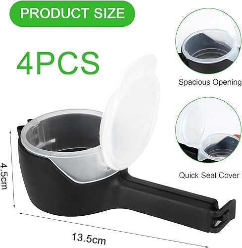 4 Pièces Pince Fermeture Sachet Alimentaire avec Bec Verseur, Réutilisables Clips D'étanchéité pour Sacs Alimentaires, Clip Fermeture Sachet Alimentaire, pour Cuisine, la Maison, Bureau - Nail Gallerys