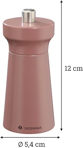 Zassenhaus WESTERLAND Moulin à sel corail - Bois de hêtre laqué - Avec broyeur en céramique haute performance réglable en continu - Moulin à épices pour sel - 12 cm, diamètre 5,4 cm - Nail Gallerys