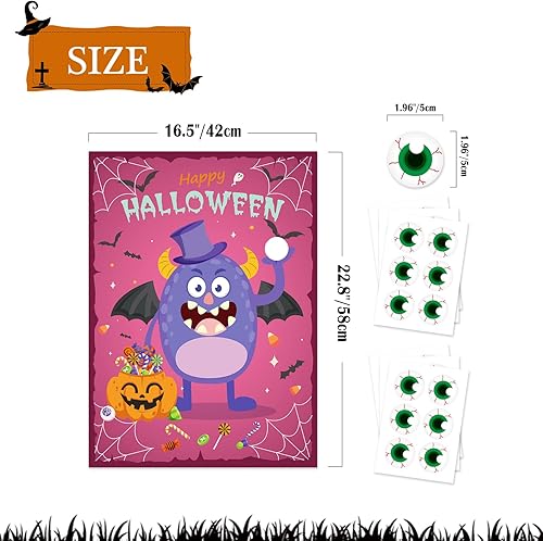 Jeux d'halloween Jeux de Fête d'halloween pour Enfants, Affiche de Dessin Animé d'halloween Autocollant pour Les Yeux Bandés, Jeu de Fête d'halloween pour Enfants école Salle (Style Monstre) - Nail Gallerys