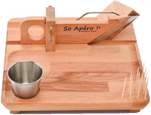 So Apéro - Guillotine à Saucisson - Le Plateau - Plateau Apéro en Bois Brut - Lame en Acier Inoxydable - L'authentique guillotine à saucisson conçue en Savoie - Fabrication 100% Française - Nail Gallerys