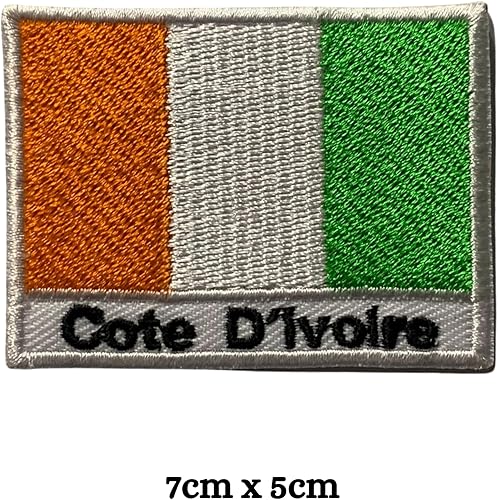 Bebuz Écusson brodé drapeau de la Côte d'Ivoire avec nom Patch thermocollant ou à coudre en tissu Patch de réparation tactique militaire – Emblème - Nail Gallerys