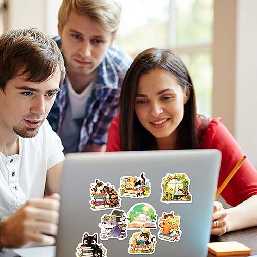 Autocollants Chats - Lot de 50 Autocollants Chats Dessin Animé pour | Autocollants Animaux Décoratifs en Vinyle pour Ordinateur Portable, Bouteille d'Eau, Scrapbooking, Fournitures A - Nail Gallerys
