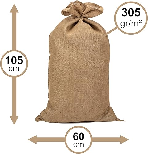 La Cordeline ACJN28PAL-L2 Lot 2 Sacs Pommes de terre Toile de Jute 60x105 cm, 305 gr/m2, 50kg Naturel - Nail Gallerys