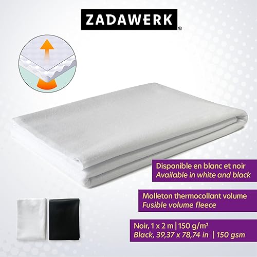 ZADAWERK® Entoilage volumineux thermocollant - 150 g/m² - 1 x 2 m - Blanc - Tissu Non tissé - Couture - Couverture bébé - Patchwork - Rembourrage - Nail Gallerys