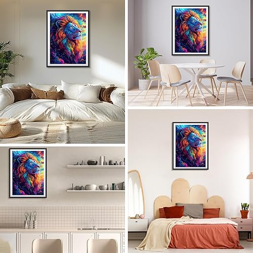 DAERLE Diamond Painting Lion à la crinière colorée, Peinture Diamant Lion, Diamant Painting Kit, Broderie Diamant Kit Complet Convient Pour La Décoration Murale à La Maison 30x40cm - Nail Gallerys