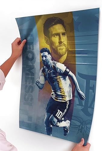 Fortiaboot Poster sur toile Soccer Superstar Lionel Messi - Dimensions : 38 x 43 cm - Décoration - Sans cadre - Cadeau - Nail Gallerys