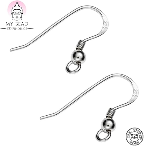 My-Bead 5 paires Fermoirs de Boucles d'Oreilles 18mm Argent 925 avec Boule Qualité par bijoutier DIY - Nail Gallerys