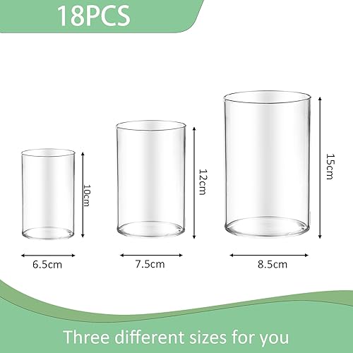 Vase cylindrique en verre pour décoration de bureau, vase à fleurs, bougies, bouteille en verre pouvant être utilisé pour la décoration de fête, de mariage, de banquet (18, 10 + 12 + 15 cm) - Nail Gallerys