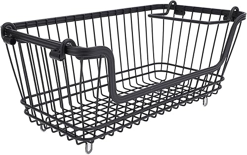 Lot de 3 Paniers de Congélateur Empilables, Grand Bac de Rangement en Fil Métallique, Organisateur D'armoire pour Garde-manger de Cuisine, Fil Robuste pour un Accès Facile, Peut - Nail Gallerys