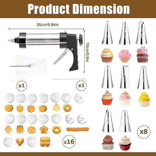 Presse à pâtisserie, Pistolet à Patisserie, seringue à pâtisserie en acier inoxydable,Machine à Biscuits， Presse à Biscuits, Patisserie Aciers Inoxydables， Presse à Pâtisserie en Acier Inoxydable - Nail Gallerys