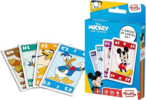 Shuffle Mickey & Friends Jeu de Cartes pour Enfants – Snap 4 en 1, Couple, familles heureuses et Jeu d'action, Excellent Cadeau pour Les Enfants à partir de 4 Ans - Nail Gallerys