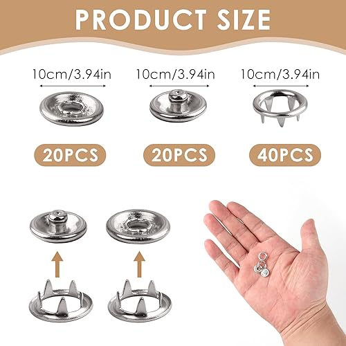 20 Pièces Boutons Pression Métal Argenté 10mm, Mini Bouton Pression, Recharge de Boutons Pression pour Couture, Accessoire Pratique pour Vêtements, Confection de Tenues pour Bébés et Enfants - Nail Gallerys