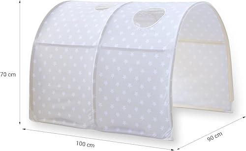 Homestyle4u Tunnel de lit Enfant Coloris Gris Motif Etoiles - Nail Gallerys
