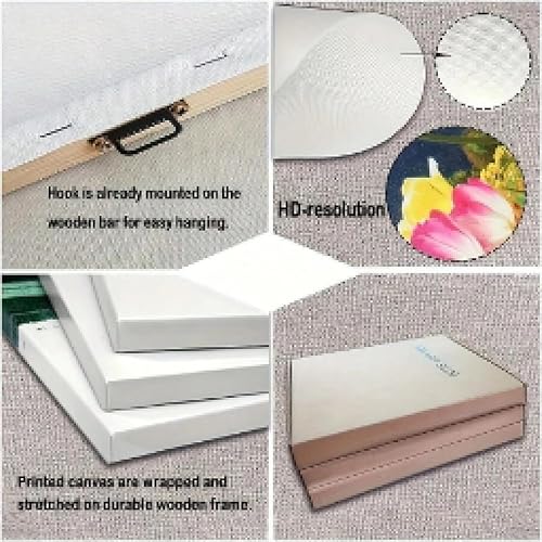 Peinture à l'huile abstraite de fleurs blanches imprimée sur toile, affiches et impressions florales blanches pour décoration murale de porche, salon, 60 x 90 cm (24 x 35 pouces), cadre interne - Nail Gallerys