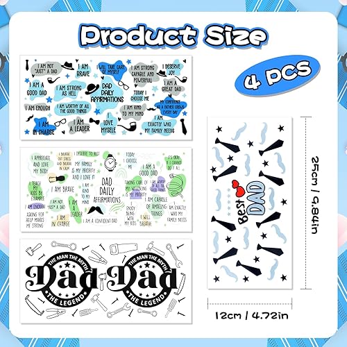 4 Autocollants à Frotter Pour Fête des Pères, Autocollants de Transfert Avec Spatule, Autocollants Scrapbooking Pour Verre, Meubles,DIY Father's Day Cadeaux Décoration - Nail Gallerys
