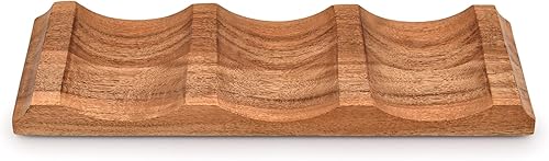 EDHAS Étagère à vin de table en bois d'acacia pour 3 bouteilles de vin, étagère de rangement pour décoration d'intérieur, bar et garde-manger (30,5 x 10,2 x 2,5 cm) - Nail Gallerys