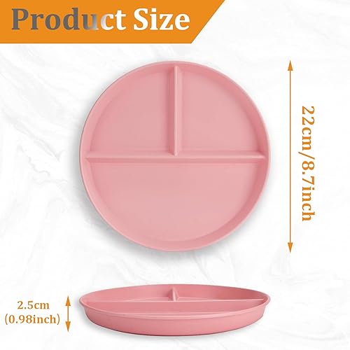 Oenothera 4 Pièce Assiette Compartiment Adulte, Assiettes Divisées, Assiette Plastique Reutilisable, pour le four à micro-ondes et le lave-vaisselle（22cm） - Nail Gallerys