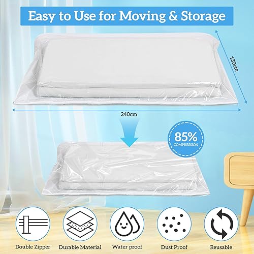 QUOTRE Sacs d'aspirateur pour matelas - 100 x 220 cm - Grand sac d'aspirateur pour matelas - Grand sac sous vide pour protéger, stocker, transporter des matelas, DQJ-BB-335 - Nail Gallerys