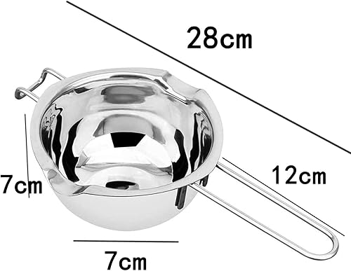 Wohlstand Double Chaudière En Acier Inoxydable Casserole Bain-Marie Recipient a Bain-marie 600ml Double Melting Pot avec Poignée Résistante à la Chaleur pour Fondre Beurre Chocolat Savon Bougie Bonbon - Nail Gallerys