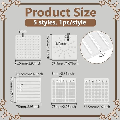 BENECREAT 5 Pcs Modèle de Pochoir de Calendrier Acrylique, Pochoirs de Peinture de Journal, Pochoirs Réutilisables à Grille Carrée et Ronde, pour la Fabrication de Mini Calendrier, Scrapbooking - Nail Gallerys