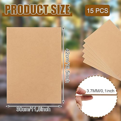 GBACHOOSE Lot de 15 panneaux A3 MDF - 420 x 300 x 4 mm - Plaque de contreplaqué DIN A3 - Pour bricolage, contreplaqué de peuplier 4 mm, panneau MDF pour scie à chantourner - Découpe laser, routeur CNC - Nail Gallerys