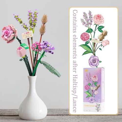 FANGZHE Bouquet de Fleurs artificielles, Mini Fleurs en Briques avec boîtes exquises, Convient pour la décoration de la pièce, décoration esthétique de Bureau (sans Vase, env. 1657 Briques) - Nail Gallerys