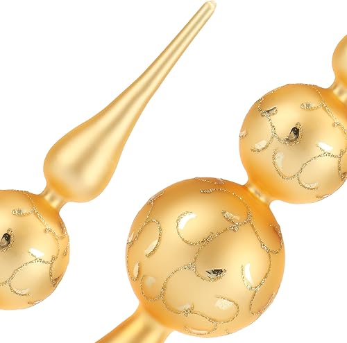 com-four® Christmas Tree Top Glossy - Sapin de Noël en Verre pour Noël - Sapin de Noël décoré pour Le Sapin de Noël (31cm - Boule Double Or Inca) - Nail Gallerys