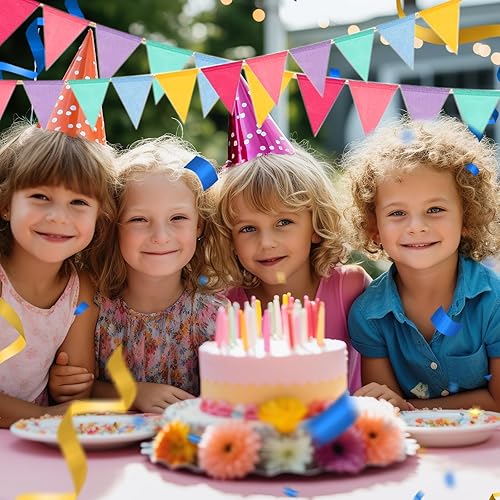 Lot de 3 guirlandes de fanions d'extérieur - 36 fanions colorés (17,5 x 12,5 cm) - Guirlande de 12 m - Décoration de fête résistante aux intempéries pour Anniversaire, fête de Jardin, rentrée des - Nail Gallerys