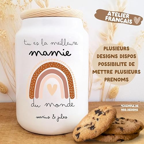 henrietteandco - Pot à Cookies Maîtresse Personnalisé avec Prénom | Cadeau Original Fin d’Année Scolaire | Boîte à Biscuits Hermétique en Céramique | Merci Maîtresse (Arc-en-ciel-2) - Nail Gallerys