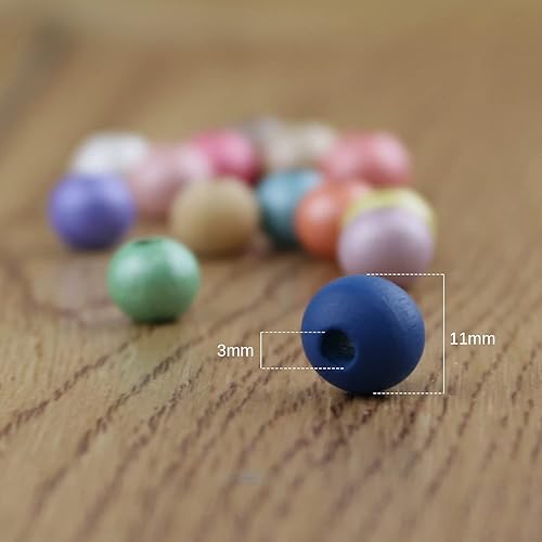 I LOVE MOM - 280 perles en bois colorées, boules en bois mat 10 mm, perles pour bracelets et travaux manuels (10 mm, mat) - Nail Gallerys